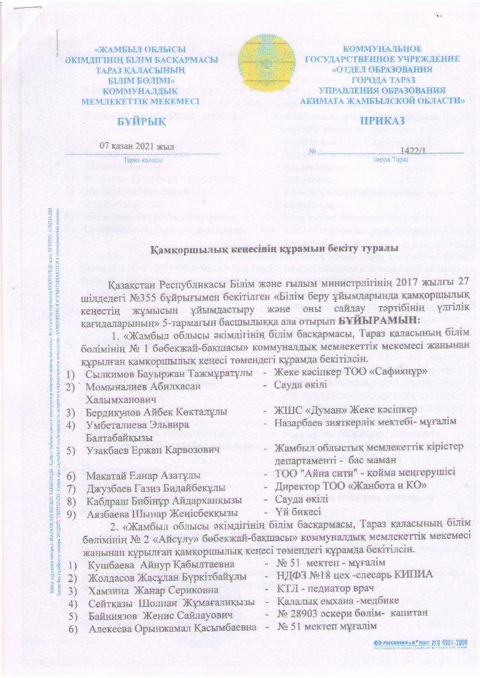 Board of Trusteesі құрамын бекіту туарлы